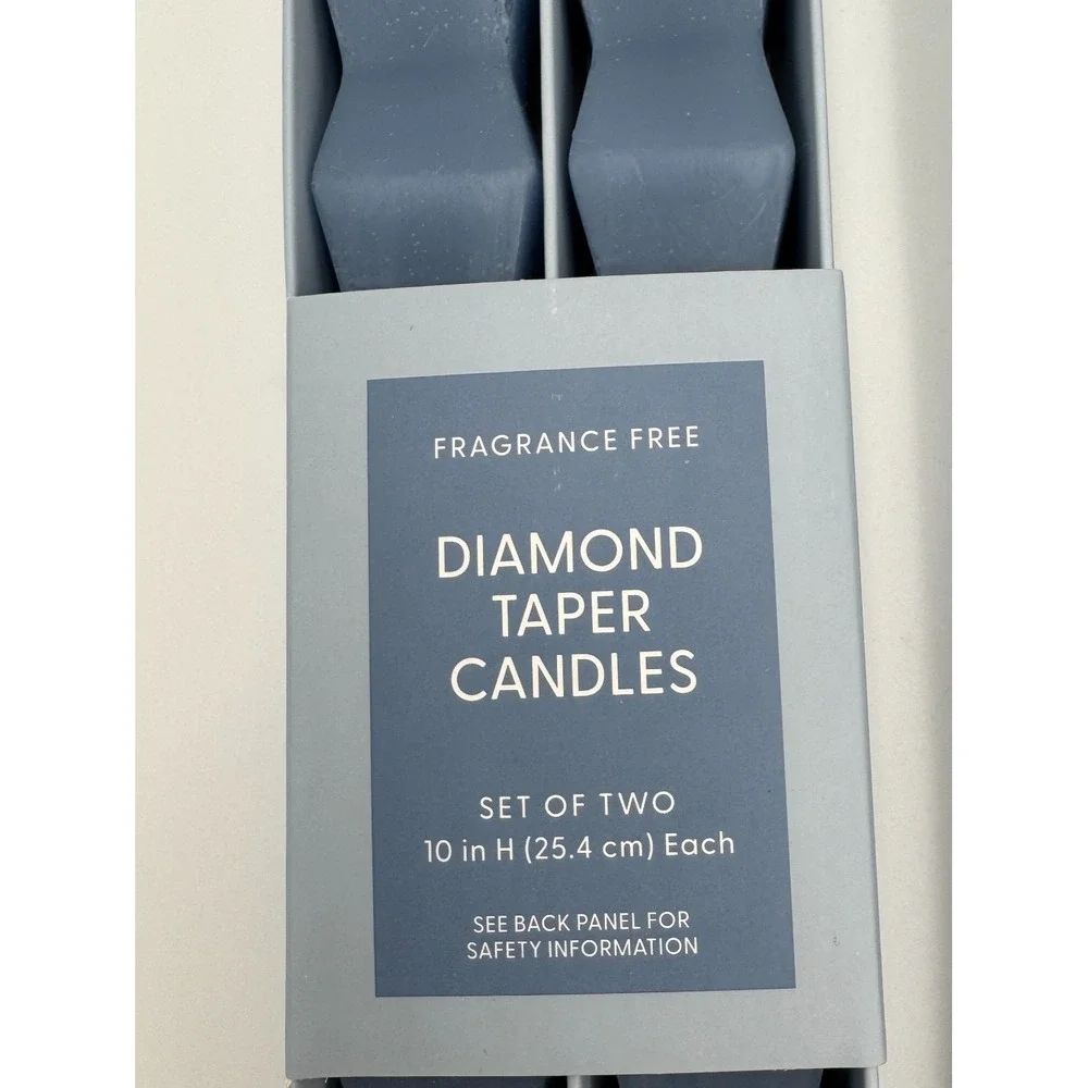 NIB Room Essentials Quilt Blue Diamond Taper Candles 4 Pack‎ 10